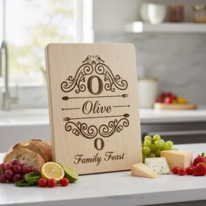 Charcuterie Board Engraving File Bundle with Vintage Monogram and Family Name Designs for Glowforge