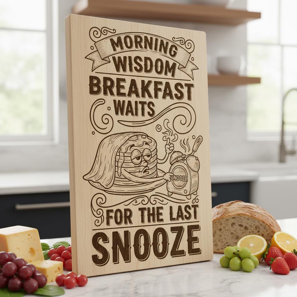 Charcuterie Board Engraving File, Whimsical Toast Breakfast Kitchen Design Bundle