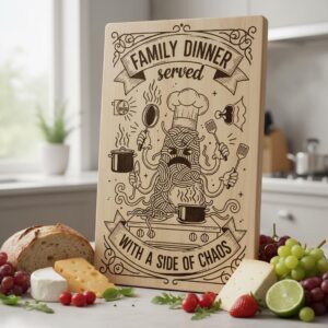 Charcuterie Board Engraving File, Whimsical Toast Breakfast Kitchen Design Bundle