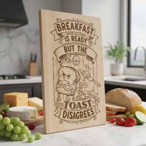 Charcuterie Board Engraving File, Whimsical Toast Breakfast Kitchen Design Bundle