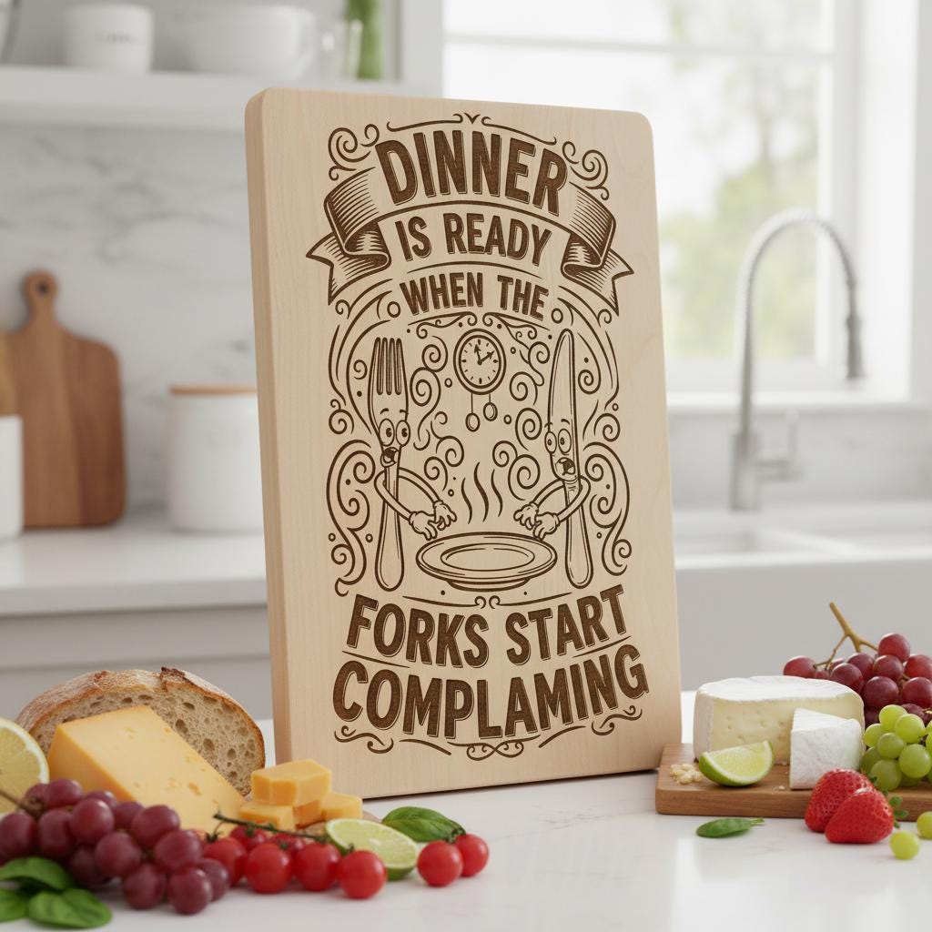 Charcuterie Board Engraving File, Whimsical Toast Breakfast Kitchen Design Bundle