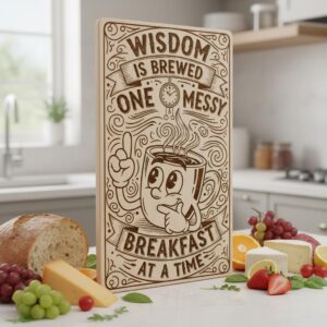 Charcuterie Board Engraving File, Whimsical Toast Breakfast Kitchen Design Bundle