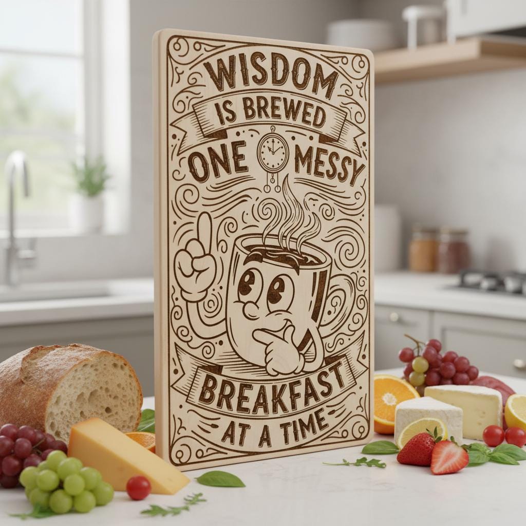 Charcuterie Board Engraving File, Whimsical Toast Breakfast Kitchen Design Bundle