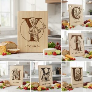 Chef Animal Monogram Bundle, Vintage Engraving Designs for Family Name Charcuterie