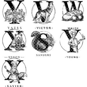 Chef Animal Monogram Bundle, Vintage Engraving Designs for Family Name Charcuterie