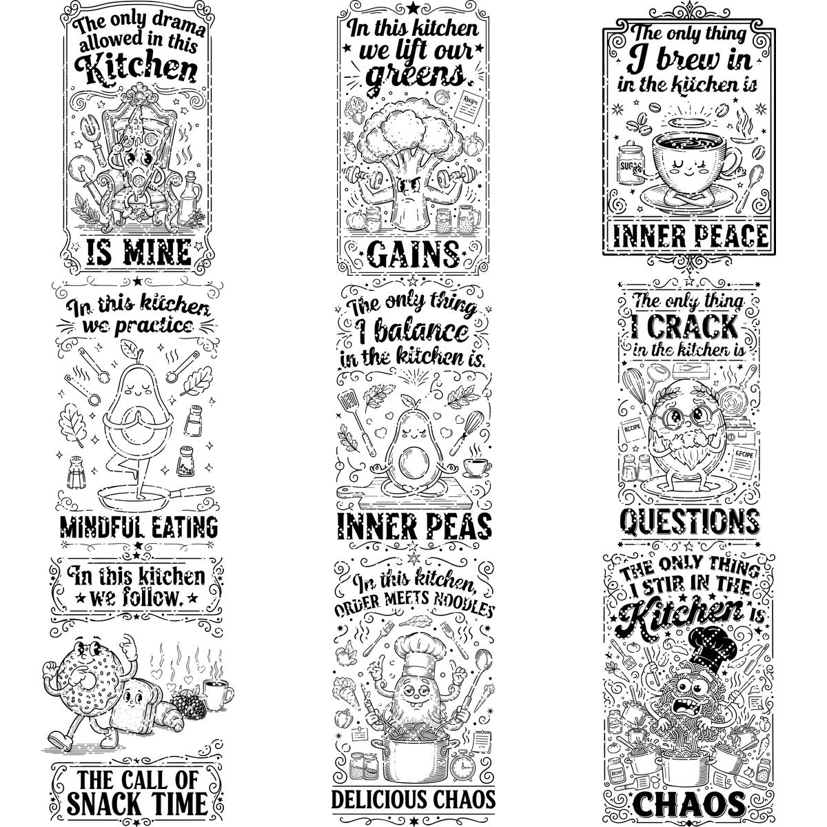 Engraving File Bundle Retro Kitchen Designs for Charcuterie Boards Whimsical Snacks