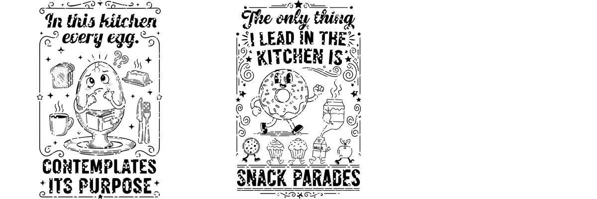 Engraving File Bundle Retro Kitchen Designs for Charcuterie Boards Whimsical Snacks