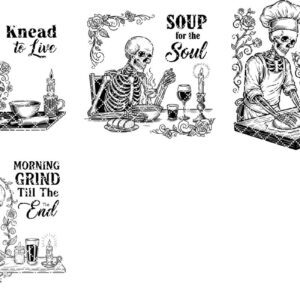 Gothic Engraving Bundle for Boards, Skeleton Barista, Vintage Floral Charcuterie