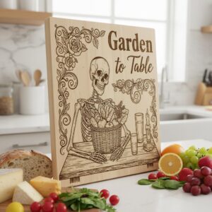 Gothic Engraving Bundle for Boards, Skeleton Barista, Vintage Floral Charcuterie