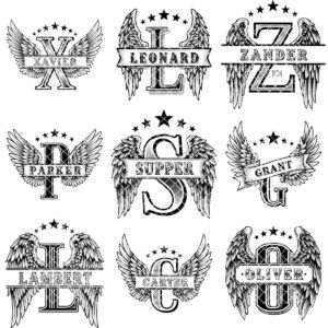 Heraldic Monogram Bundle, Family Crest Designs, Vintage Charcuterie Engraving Art