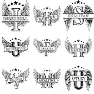 Heraldic Monogram Bundle, Family Crest Designs, Vintage Charcuterie Engraving Art