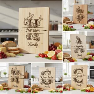 Monogram Bundle for Chopping Boards, 52 Vintage Engraving Designs, Family Name Files