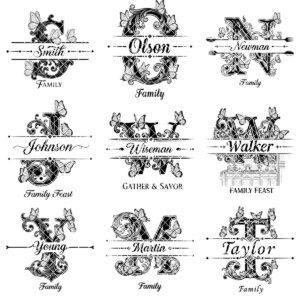 Monogram Bundle for Chopping Boards, 52 Vintage Engraving Designs, Family Name Files
