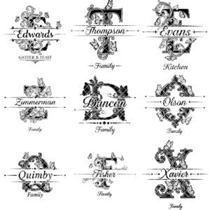 Monogram Bundle for Chopping Boards, 52 Vintage Engraving Designs, Family Name Files