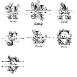Monogram Bundle for Chopping Boards, 52 Vintage Engraving Designs, Family Name Files