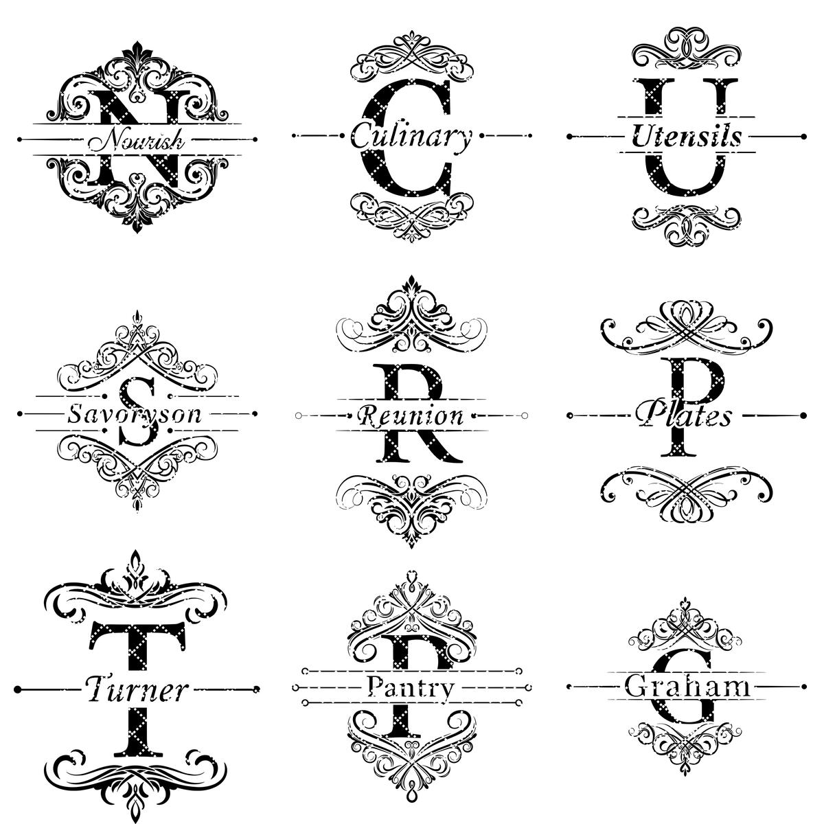 Monogram Charcuterie Board Bundle, 52 Family Name Engraving Designs