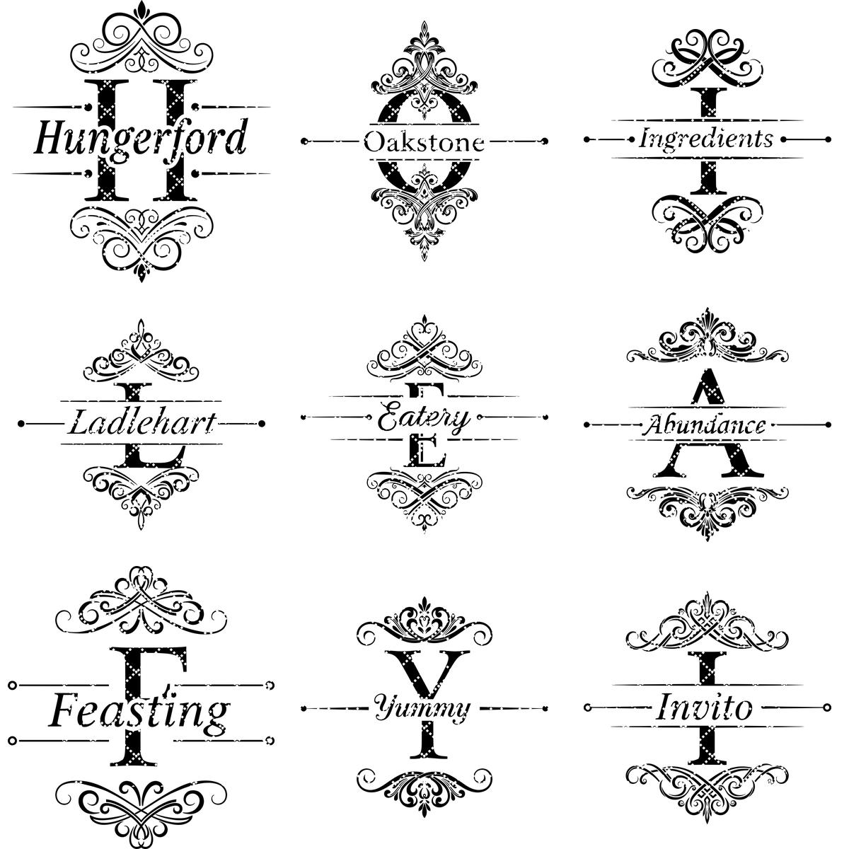 Monogram Charcuterie Board Bundle, 52 Family Name Engraving Designs