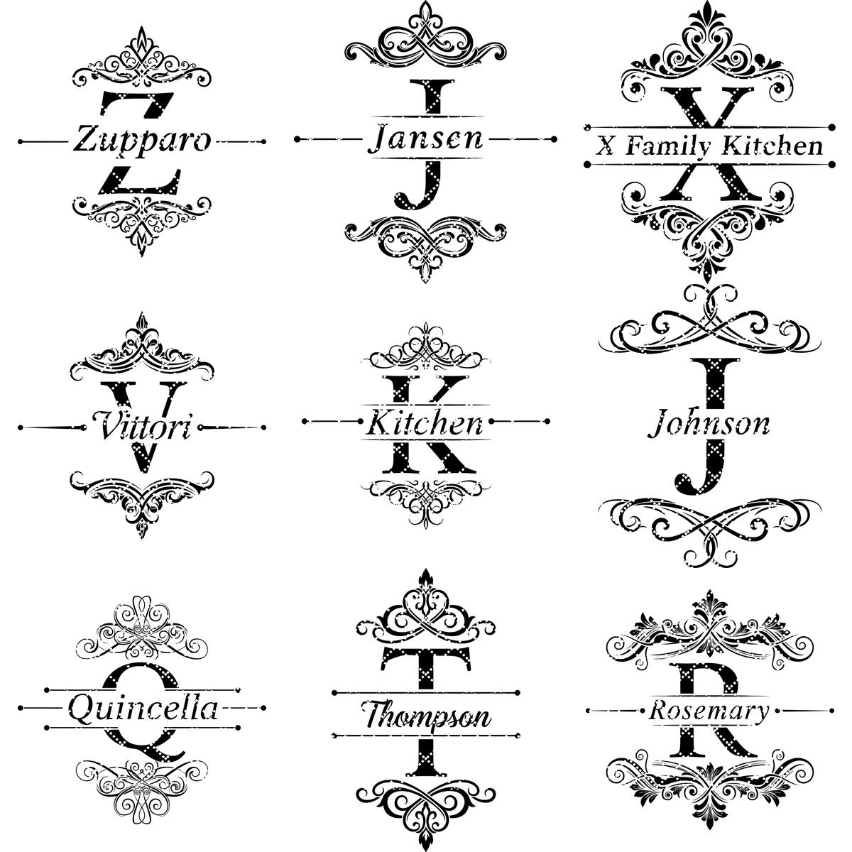 Monogram Charcuterie Board Bundle, 52 Family Name Engraving Designs