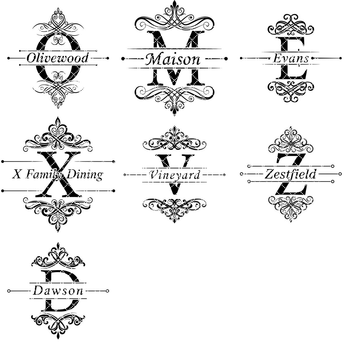 Monogram Charcuterie Board Bundle, 52 Family Name Engraving Designs