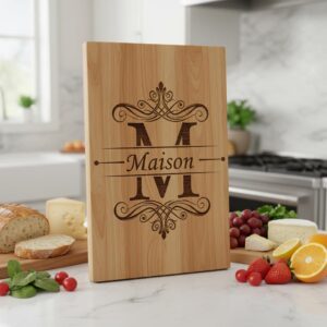 Monogram Charcuterie Board Bundle, 52 Family Name Engraving Designs