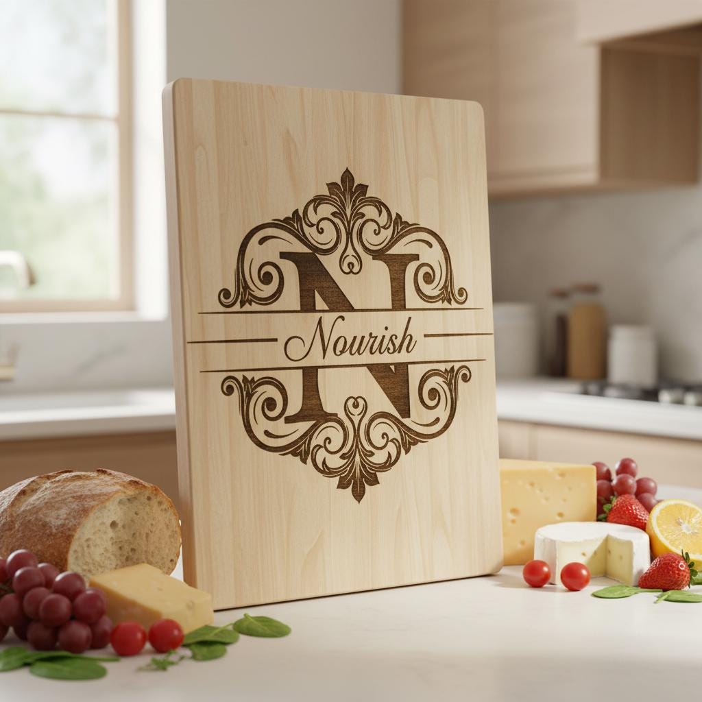 Monogram Charcuterie Board Bundle, 52 Family Name Engraving Designs