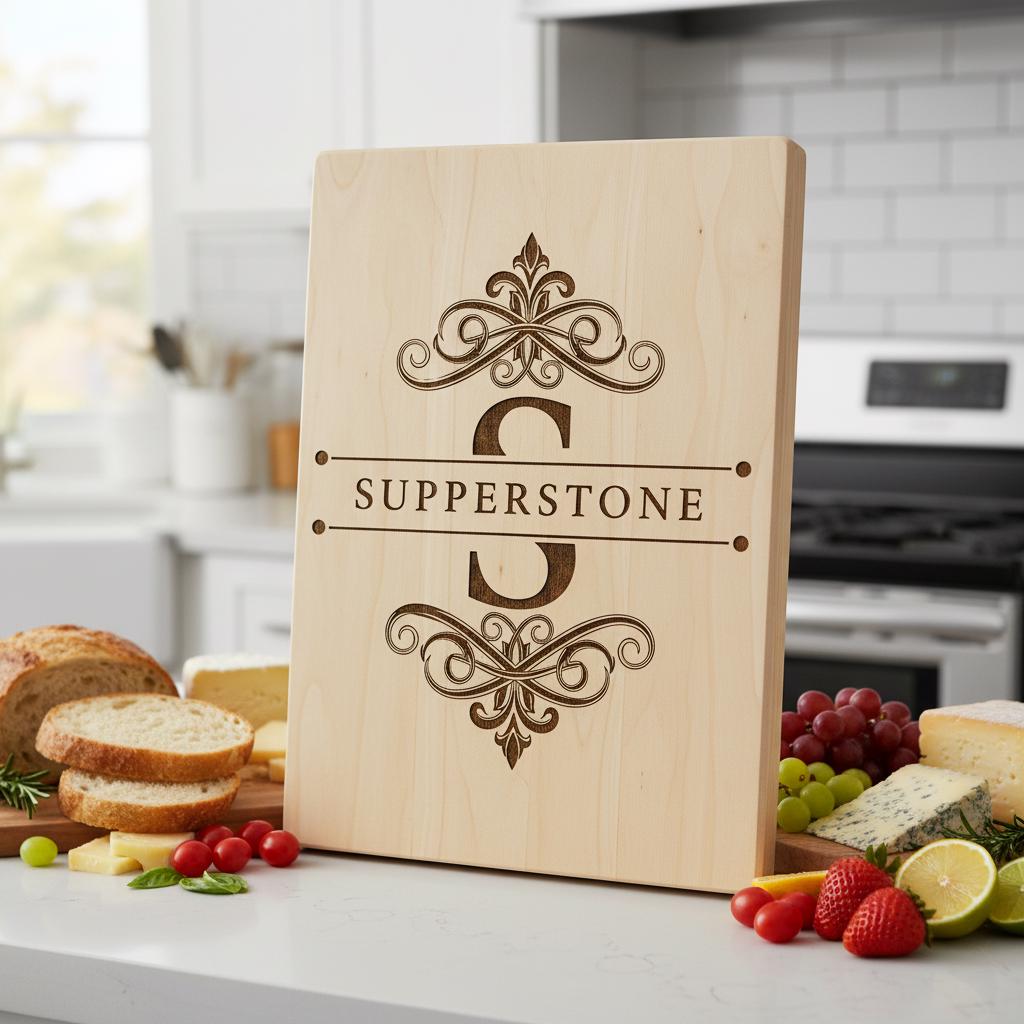 Monogram Charcuterie Board Bundle, 52 Family Name Engraving Designs