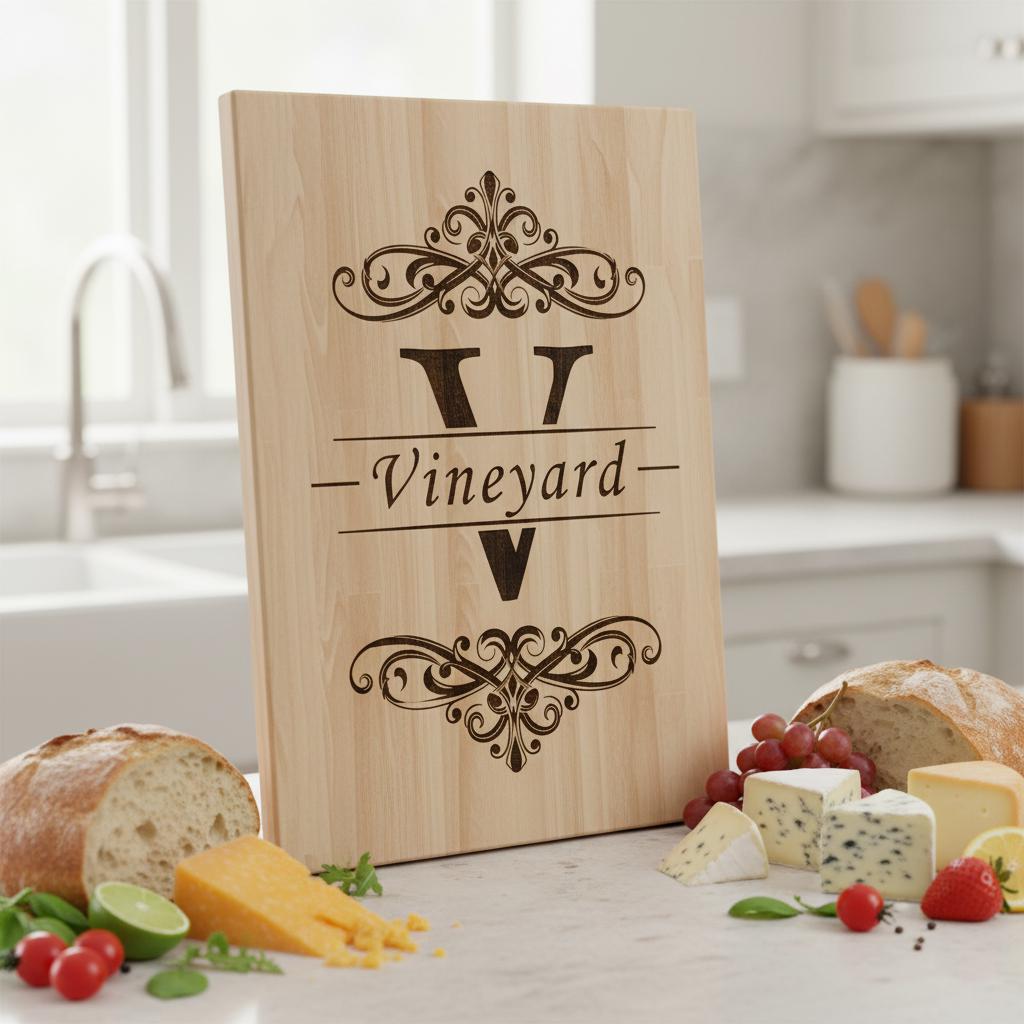 Monogram Charcuterie Board Bundle, 52 Family Name Engraving Designs