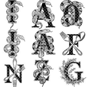 Monogram Engraving File, 52 Culinary Alphabet Designs for Charcuterie Boards