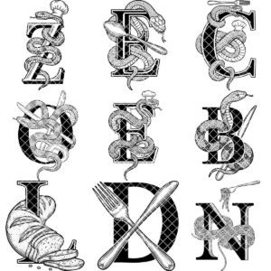 Monogram Engraving File, 52 Culinary Alphabet Designs for Charcuterie Boards