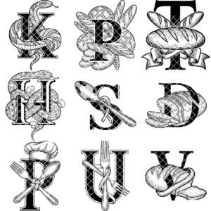 Monogram Engraving File, 52 Culinary Alphabet Designs for Charcuterie Boards