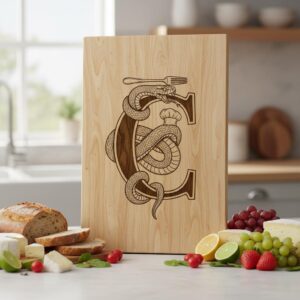 Monogram Engraving File, 52 Culinary Alphabet Designs for Charcuterie Boards
