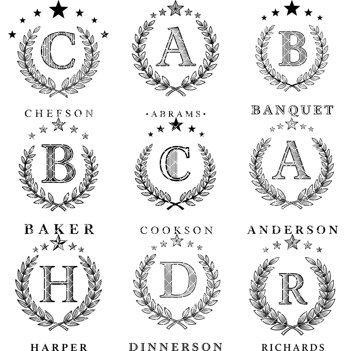 Monogram Engraving File for Chopping Board, Personalized Charcuterie Name Designs Bundle