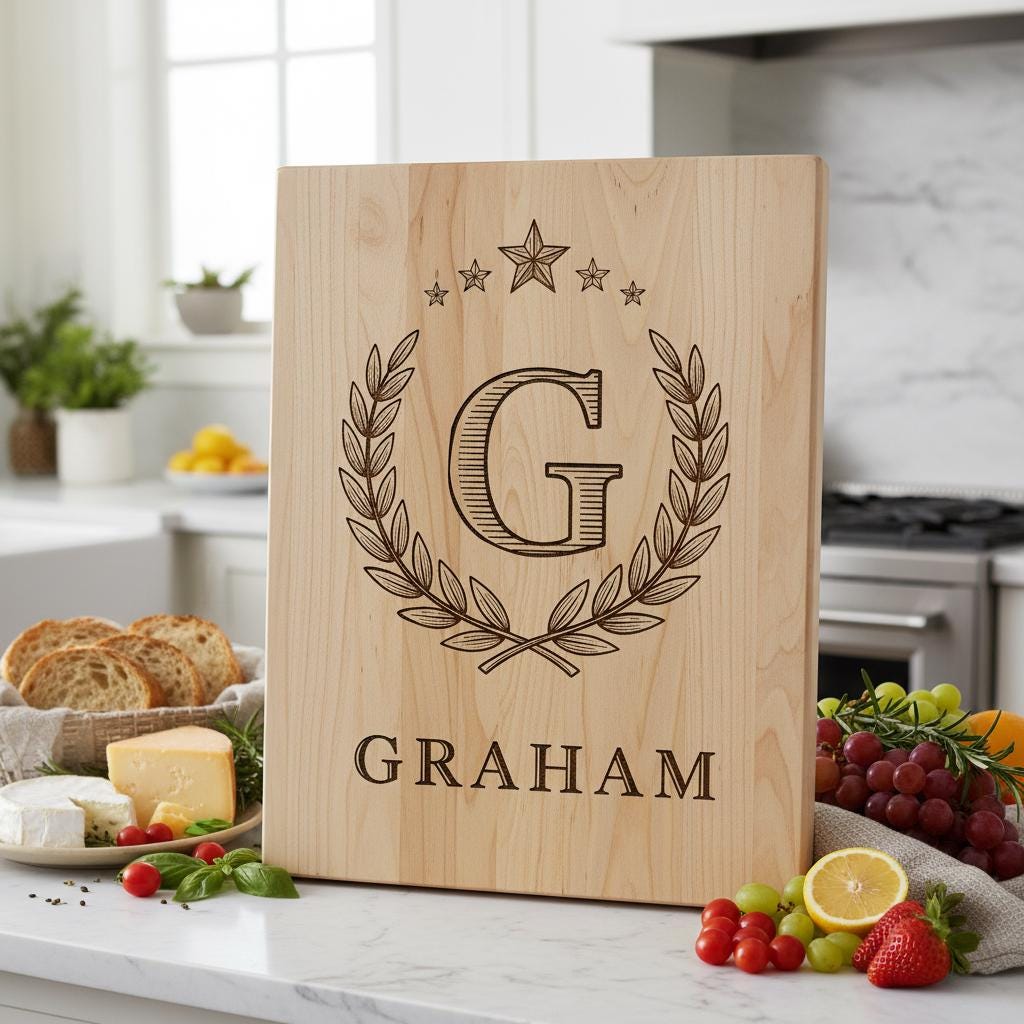 Monogram Engraving File for Chopping Board, Personalized Charcuterie Name Designs Bundle