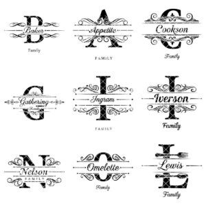 Monogram Family Name Designs for Charcuterie Boards, Personalized Surname Engraving Files