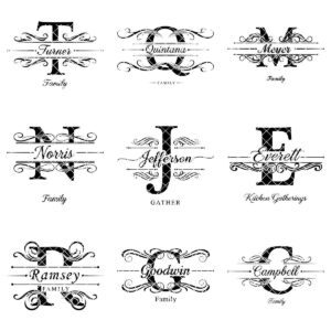 Monogram Family Name Designs for Charcuterie Boards, Personalized Surname Engraving Files