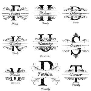 Monogram Family Name Designs for Charcuterie Boards, Personalized Surname Engraving Files