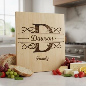 Monogram Family Name Designs for Charcuterie Boards, Personalized Surname Engraving Files