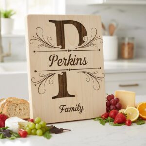 Monogram Family Name Designs for Charcuterie Boards, Personalized Surname Engraving Files
