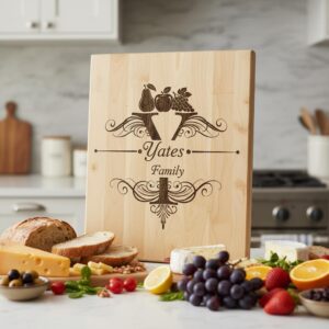 Personalized Charcuterie Board Monogram Designs, Elegant Family Name Laser Engraving Set