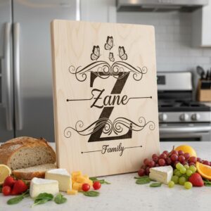 Personalized Charcuterie Board Monogram Designs, Elegant Family Name Laser Engraving Set