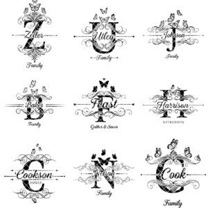 Personalized Charcuterie Board Monogram Designs, Elegant Family Name Laser Engraving Set