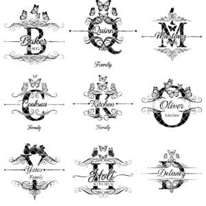 Personalized Charcuterie Board Monogram Designs, Elegant Family Name Laser Engraving Set