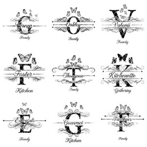 Personalized Charcuterie Board Monogram Designs, Elegant Family Name Laser Engraving Set