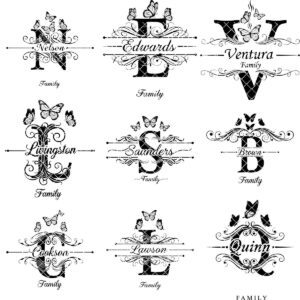 Personalized Charcuterie Board Monogram Designs, Elegant Family Name Laser Engraving Set