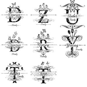 Personalized Charcuterie Board Monogram Designs, Elegant Family Name Laser Engraving Set