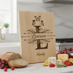 Personalized Charcuterie Board Monogram Designs, Elegant Family Name Laser Engraving Set