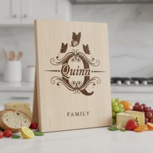 Personalized Charcuterie Board Monogram Designs, Elegant Family Name Laser Engraving Set
