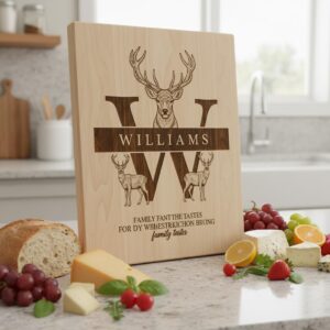 Rustic Antler Monogram Designs, 52 Family Name Files for Engraved Charcuterie Boards