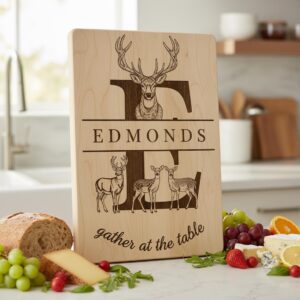 Rustic Antler Monogram Designs, 52 Family Name Files for Engraved Charcuterie Boards