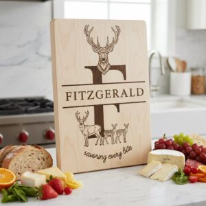 Rustic Antler Monogram Designs, 52 Family Name Files for Engraved Charcuterie Boards